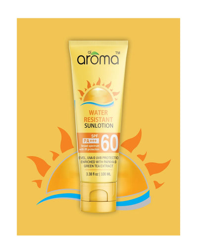 AlAroma Leafs Sunscreen SPF 60 PA+++ with Papaya & Green Tea Extract – Advanced Brightening & Protection (100 ml)