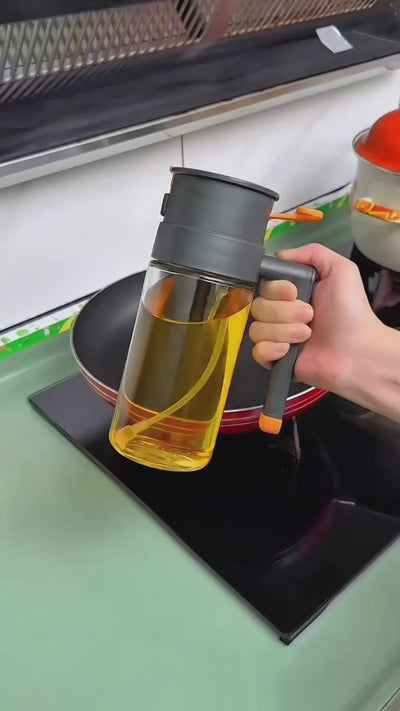 Kitchen Hack Oil Sprayer – 2-in-1 500ml Glass Dispenser for Olive Oil, BBQ, Air Fryer & Salads
