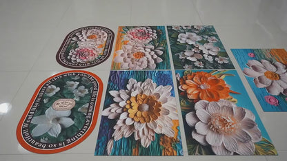 5D Flower Printed Bathroom & Door Mat – Non-Slip, Quick-Dry, Super Absorbent Rubber Rug (60x40 cm, Random Design & Color)